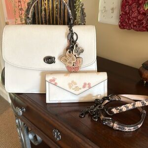 Coach Parker Bag, Wallet, and strap with Butterfly Accents